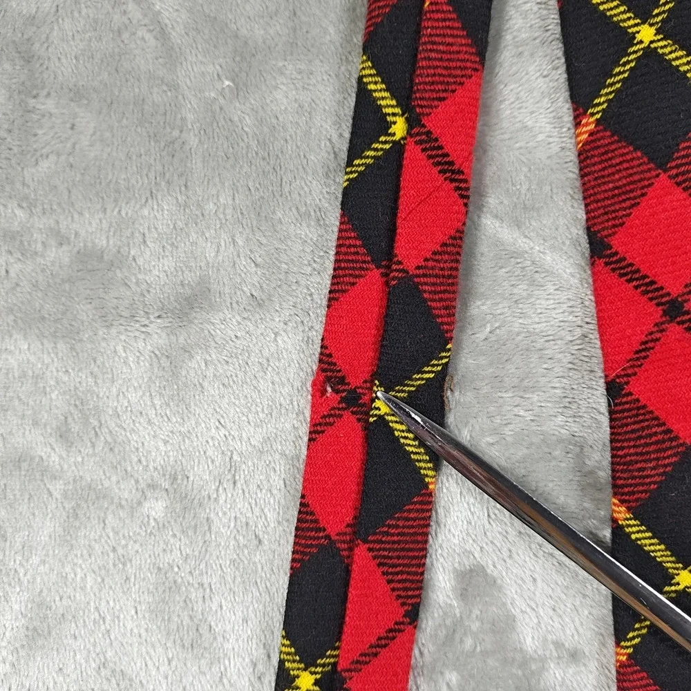 Vintage Polo Ralph Lauren Tie Men 53.5x3.2 Red Plaid Wool Preppy Scotland Preppy